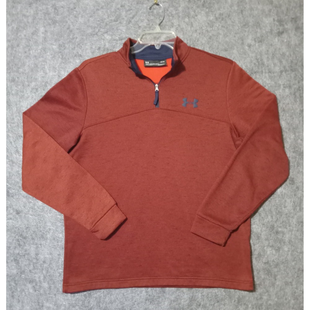 Under Armour ColdGear Quarter Zip Pullover Mens Large Red Heather Loose Fit